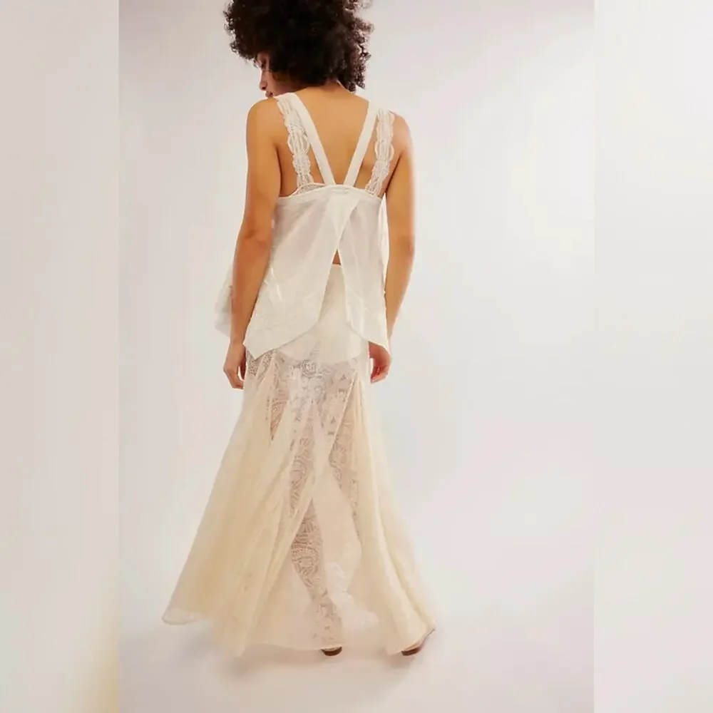 Free People Beat Of The Moment Maxi Skirt - Ivory - Size 6